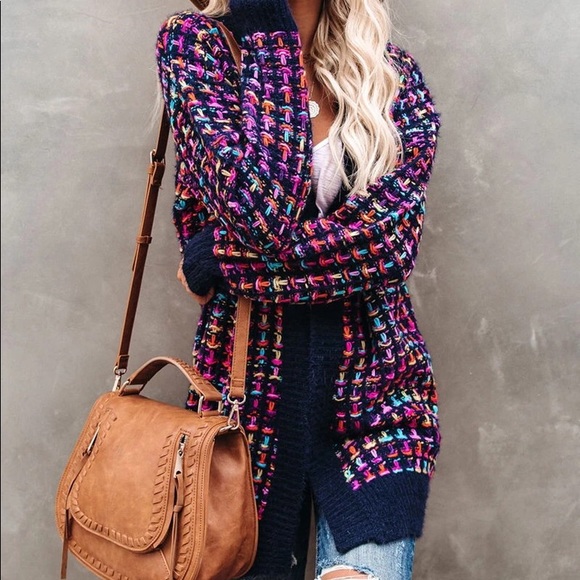 HP BEAUTY Colorblock LongSleeve Knit Cardigan - Picture 5 of 8